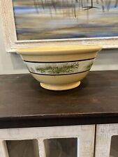 Rare Antique Early 1800s Mocha Ware Yellow Were Green Seaweed Banded Bowl XL 13” picture