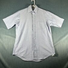 Vintage LL Bean Mens Shirt Blue Striped Button Down Short Sleeve Size 15 Cotton picture