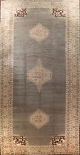 Vintage Brown Agra Indian Large Rug 13x34 Handmade Wool Dining Room Carpet picture