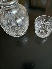 VTG Rare 2 PIECE 24 % Lead Crystal Decanter Matching Lid Handcut     picture