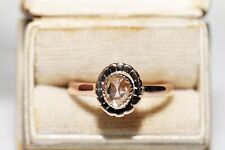 Antique Circa 1900s 18k Gold Natural Rose Cut Diamond Decorated Solitaire Ring picture