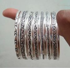 14 Set Of Silver Bangles Solid 925 Silver Handmade Stackable Women Bangle ST2 picture