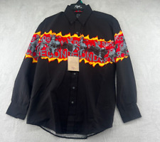 Vintage Roper Shirt Size Medium Black Button BullRider Western Cowboy Longsleeve picture