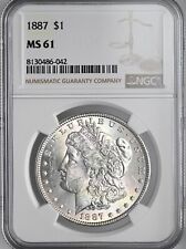 1887-P  $1 MORGAN SILVER DOLLAR MINT STATE NGC MS61 #8130486-042 FRESHLY GRADED picture