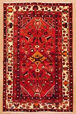 Hamedan Red Tribal Hand Knotted Wool Nomadic Oriental Area Rug 4'6