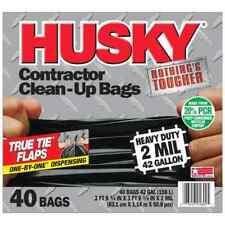 Husky Heavy Duty Contractor Black Bags, 42 Gallon, 40 Bags, 2 Mil (20% PCR),FS picture