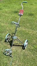 Vintage AJAY Caddyette Rubber Wheel Push/Pull Golf Cart Folding Collapsible Blue picture