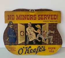 Original & Rare Vintage O’Keefe’s Beer Ale Advertising Sign “No Minors Served” picture
