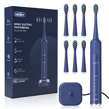 SEJOY Sonic Electric Toothbrush 5 Mode 3 Intensity Wireless Charge 6 Brush Heads picture