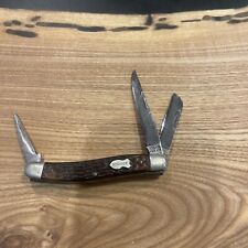 Vintage Schrade Walden NY USA 3 Blade Pocket Knife #899 Jigged Delrin Handles picture