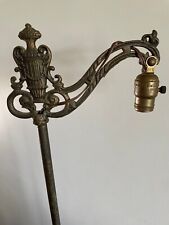 Antique Victorian Gothic Crest Hand Wrought Iron Bridge Arm Ornate Floor Lamp picture