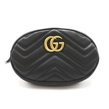 GUCCI GG Marmont quilted mini Belt bag 476434 leather Black Used Women picture