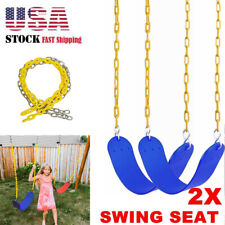 2PCS Swings Seats Heavy Duty with Chain Blue  Plastic Coated Playground Swing US picture