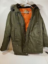 Vintage Sears Outerwear Coat 36 regular  *Fur Hood **Has Defects** Warm Jacket picture