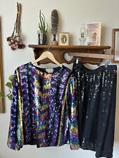 Candlelight Vintage Rare Full Sequin Blazer And Skirt Set picture