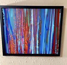 Original Abstract Acrylic Painting On Canvas w/black wooden frame.Large 21’x17’ picture