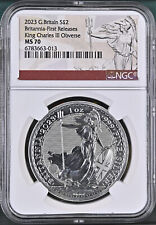 2023 G Britain Silver 2 Pounds Britannia NGC MS70 First Release King Charles Obv picture