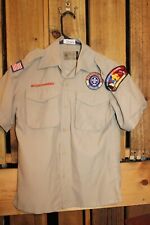 Boy Scouts of America BSA Youth Shirt Medium Tan Vented Poly Microfiber picture