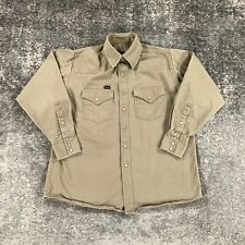 Walls Western Shirt Mens Large L Beige Heavy Twill Pearl Snap Cowboy Workwear picture