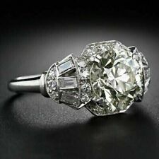 Vintage Art Deco Style Round Cut Lab Created Diamond Engagement 925 Silver Ring picture