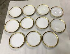Antique Set 11 Weimar Germany Gold Gilt Rim Teacup Saucer Porcelain Plates 5.5” picture