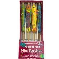 Boston Warehouse CANDLE TORCHES 4-SET Tropical Fish Citronella Repellent NEW picture