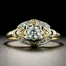 Art Deco Style 1.5Ct Lab Created Diamond Engagement Wedding 14K Gold Finish Ring picture