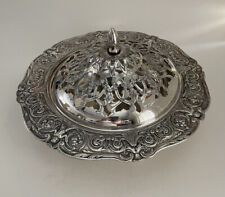 Victorian Era Barbour S P Silverplate Co. Repousse Footed Serving Bowl and  Lid picture