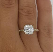 3 Ct Cathedral Pave Cushion Cut Diamond Engagement Ring VS1 D Yellow Gold 14k picture