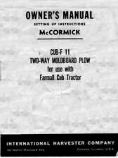 Two-Way Moldboard Plow Operator Instruction Maint IH McCormick-Deering Cub-F 11 picture