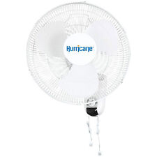 Hurricane Classic 16 Inch 90 Degree Oscillating 3 Speed Wall Mounted Fan, White picture