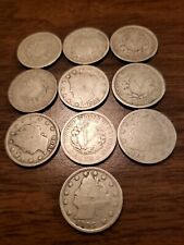 Lot Of 10 Liberty V Nickels Good Or Better Quality Old US Coin Philadelphia Mint picture