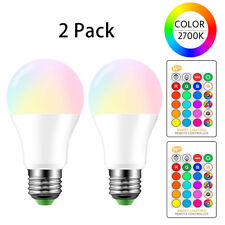 E26 LED Light Bulbs RGB Color Changing 10W A19 Warm White with Remote 2 Pack picture