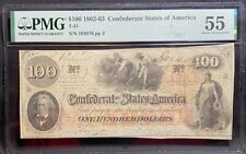 T-41 $100 1862-63 Confederate States Banknote Civil War Augusta Georgia PMG AU55 picture
