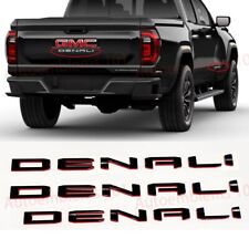 3PC Gloss Black Red Door Tailgate DENALI Letter Emblem Fit 2023+ Canyon DENALI picture