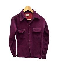 Vintage 1950s Corduroy Loop Collar Men’s Burgundy Shirt 50s S/M picture