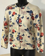 Vintage James Kenrob by Dalton Cream Floral Wool Cardigan Sweater Woman's Size M picture