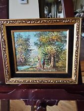 Antique 1950’s Impressionist Oil Painting On Board Signed. picture