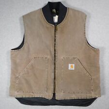 Vintage Carhartt Vest Mens Extra Large Brown Duck Canvas Lined VQ1882 USA Made picture