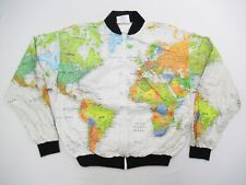 Vintage Wearin The World Map Jacket Mens Size XL Tyvec Kurt Cobain Nirvana 80's picture