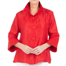 Damee NYC Womens High Neck Button Front Jacket, Collared Shacket Red S NWOT picture