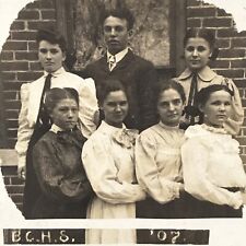 Antique 1907 RPPC Battle Creek High School Nebraska Real Photo Postcard Students picture