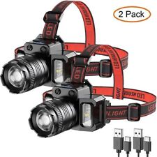2X Headlamp LED COB Super Bright Head Torch Rechargeable Headlight Waterproof  picture