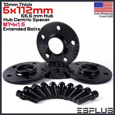 [4] 10mm Thick Mercedes 5x112mm CB 66.6 Wheel Spacer Kit 14x1.5 Bolts Included picture