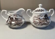 Vintage Ridgway Staffordshire “Country Days”Creamer and Sugar Bowl Set England picture