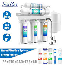 100 GPD 5 Stage Home RO Reverse Osmosis Drinking Water Filter System Purifier picture