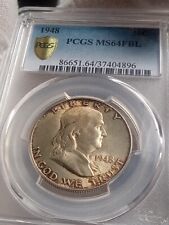 MS64 FBL 1948 Franklin Half Dollar PCGS Gold Shield  Nicely Toned  picture