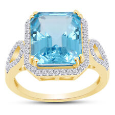 5.00 Cttw Aquamarine Antique Ring 14K Yellow Gold Plated Sterling picture
