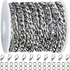 16ft Figaro Chain Roll 6mm Silver Stainless Steel Necklace Chain for Jewelry ... picture