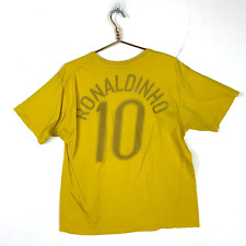 Vintage Ronaldinho Brazil National Team Nike T-shirt Large Yellow Fifa Soccer picture